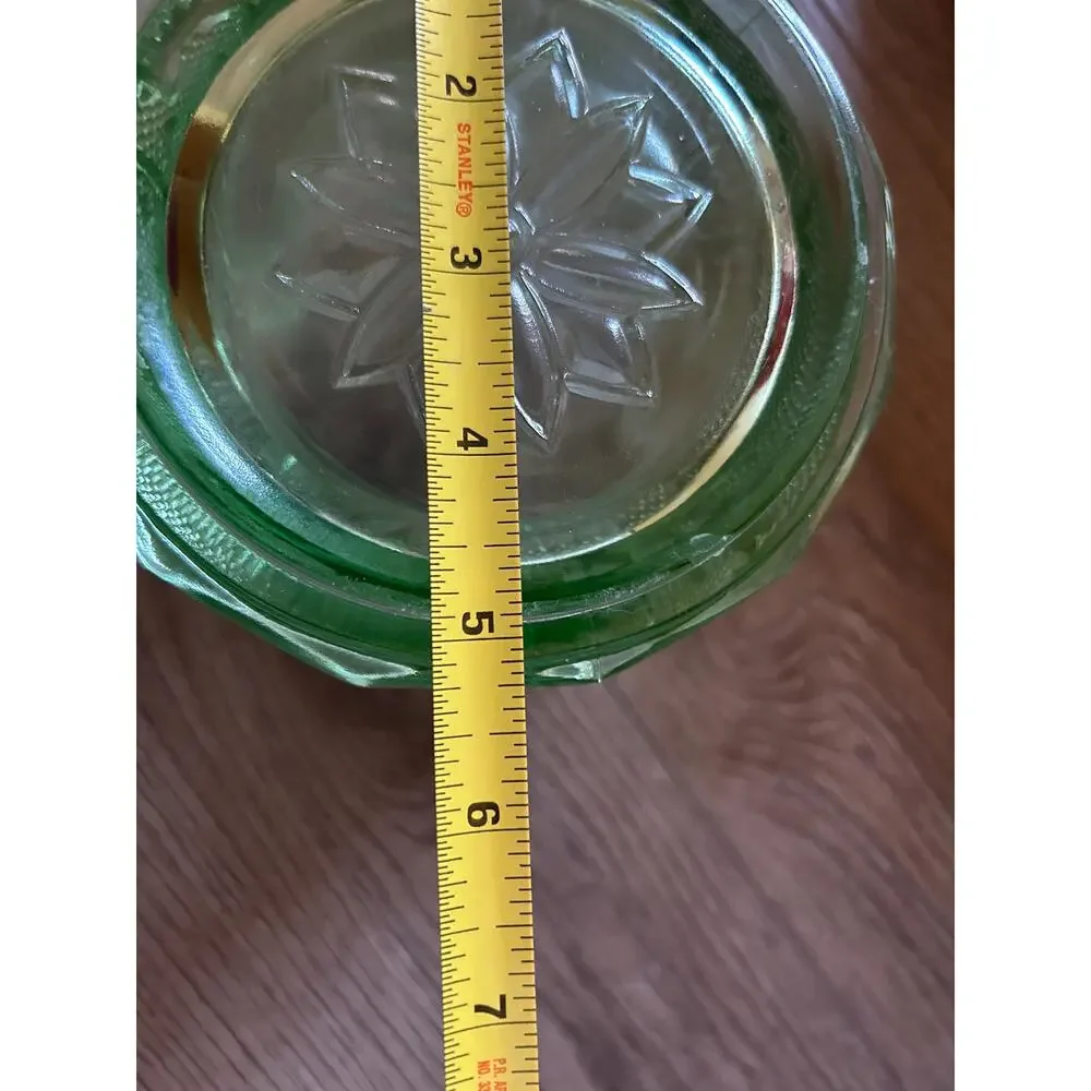 Vintage Tiara Exclusives Chantilly Green Sandwich Glass Canister with Lid